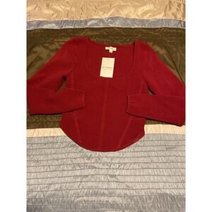ee: some red fitted long sleeve sweater top cropped NWT Size S small